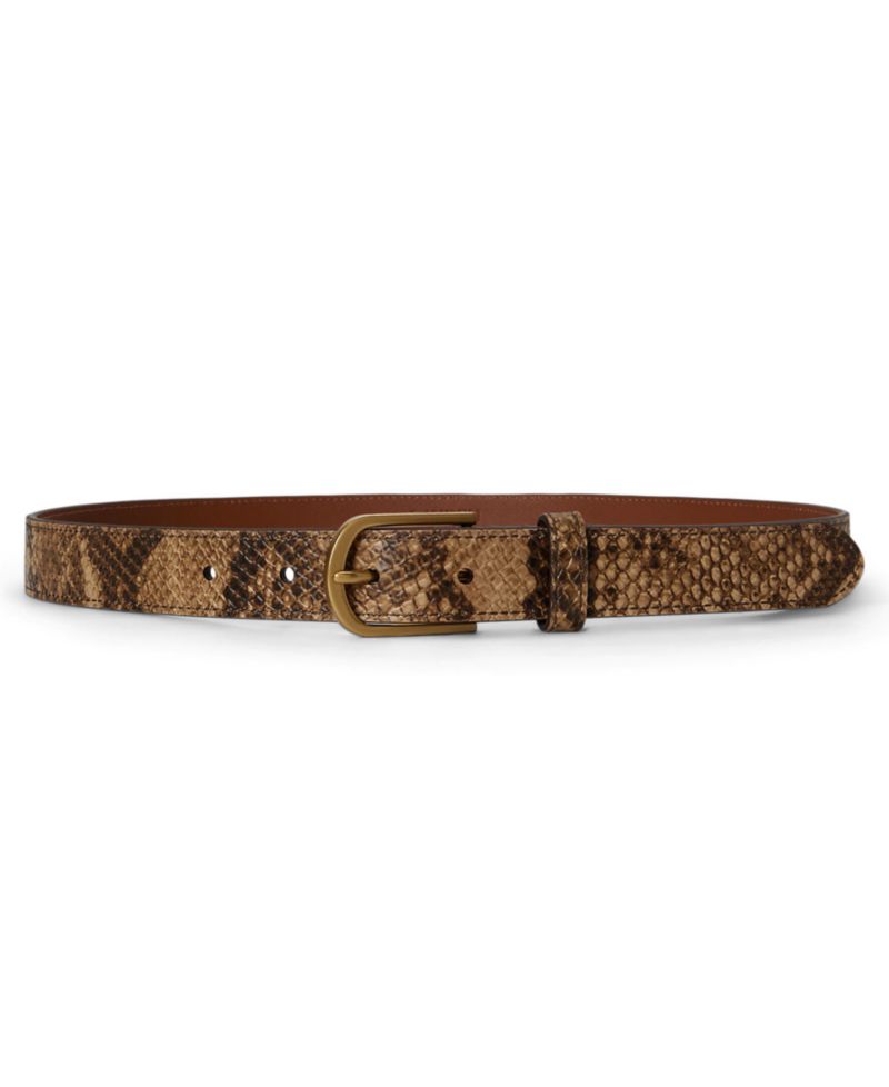 Python-Embossed Leather Belt