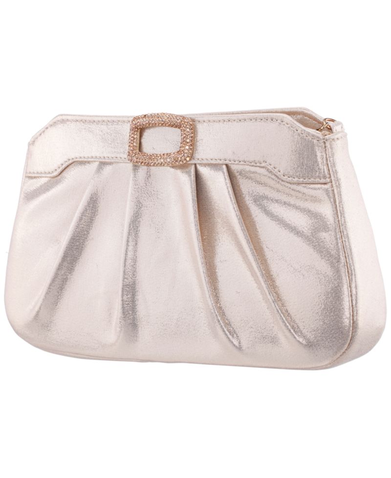 Amy Crystal Buckle Ornament Zip-Top Small Clutch Handbag