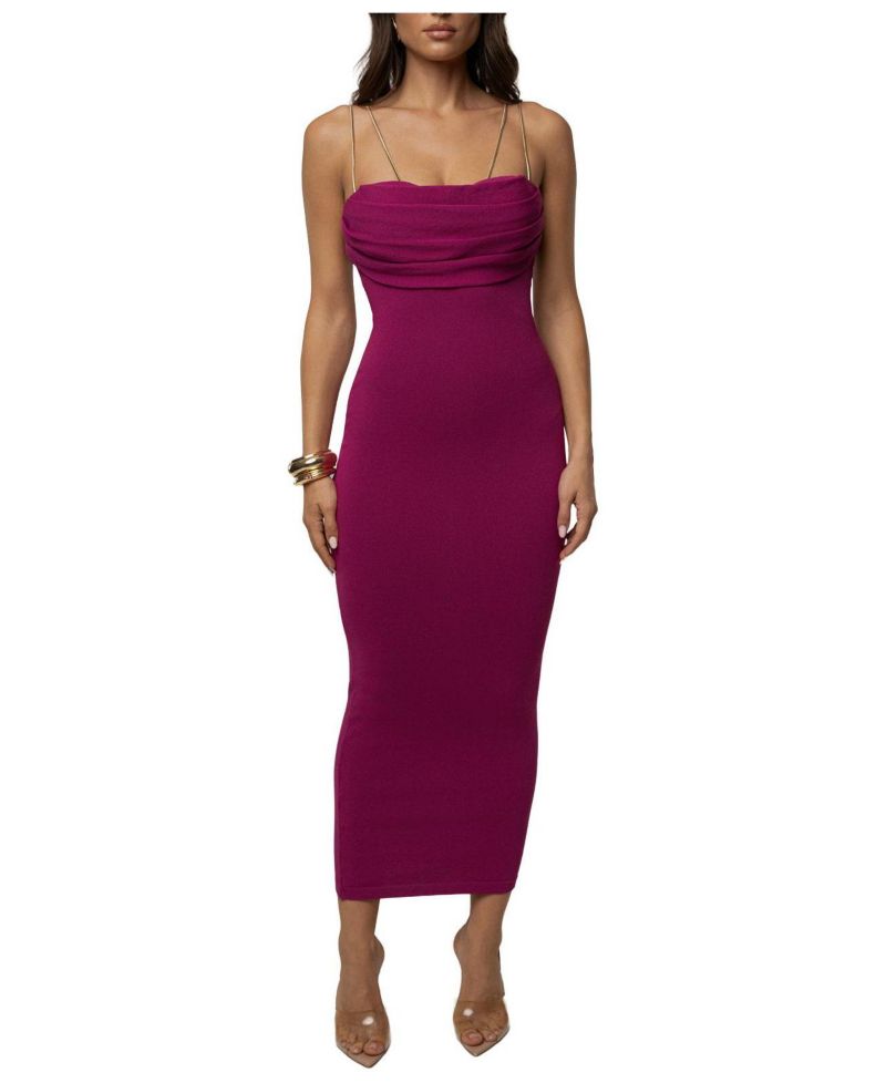 Women's La Lune Drape Cowl-Neckline Sleeveless Midi Dress