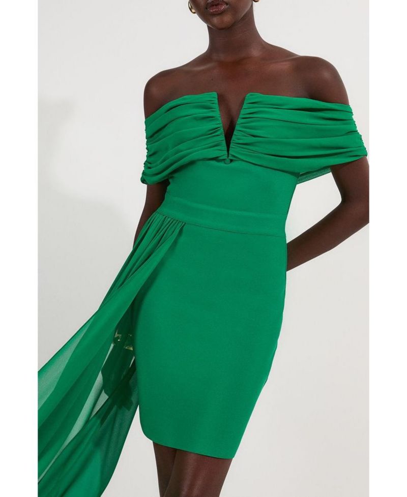 Women's Figure Form Bandage Knit Bardot Dress