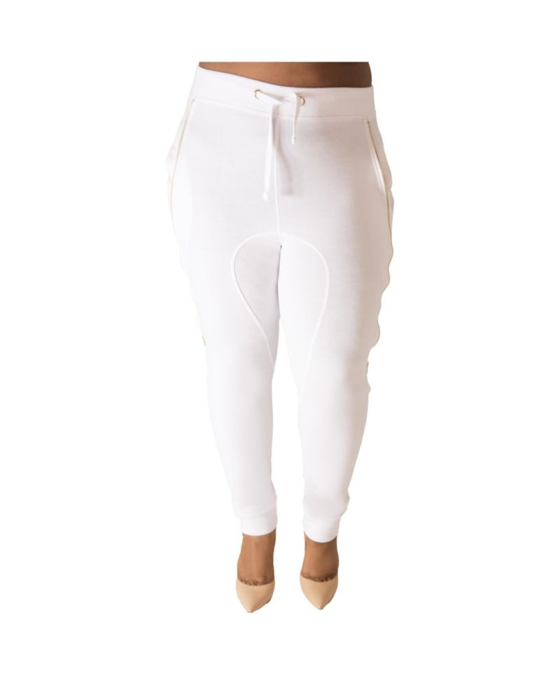 Plus Size Zipper Trim Jogger Pants