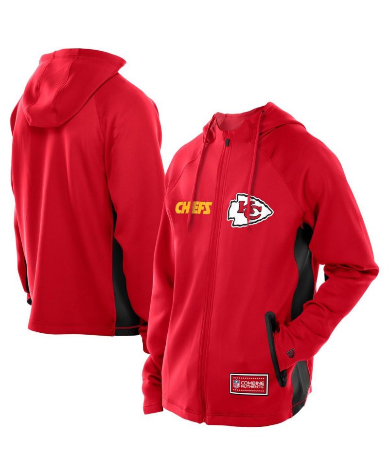 Men's Red Kansas City Chiefs Combine Authentic Raglan Scuba Full-Zip Hoodie