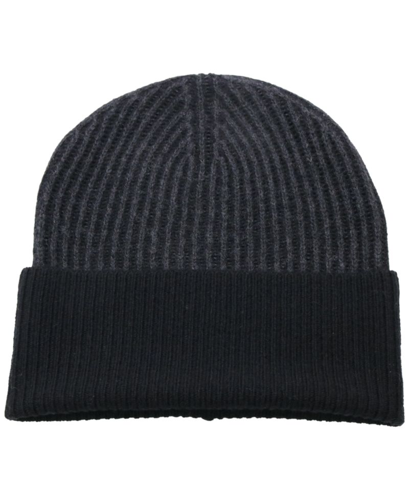 Men's Two-Tone Rib Cashmere Beanie