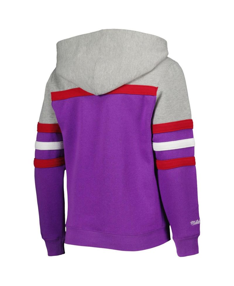 Big Boys and Girls Heather Gray, Purple Toronto Raptors Hardwood Classics Head Coach Pullover Hoodie