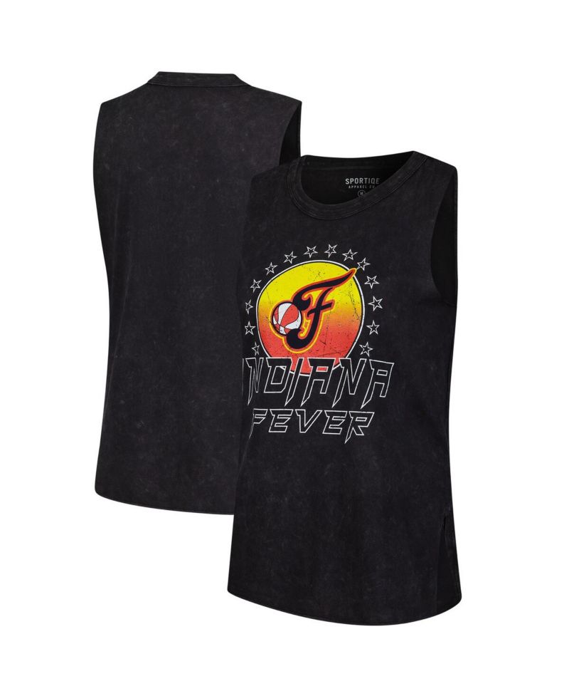 Women's Black Indiana Fever Rock Roll Collection Turner Mineral Wash Tank Top