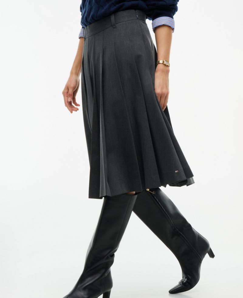 Women's Pleated High-Waisted Midi Skirt
