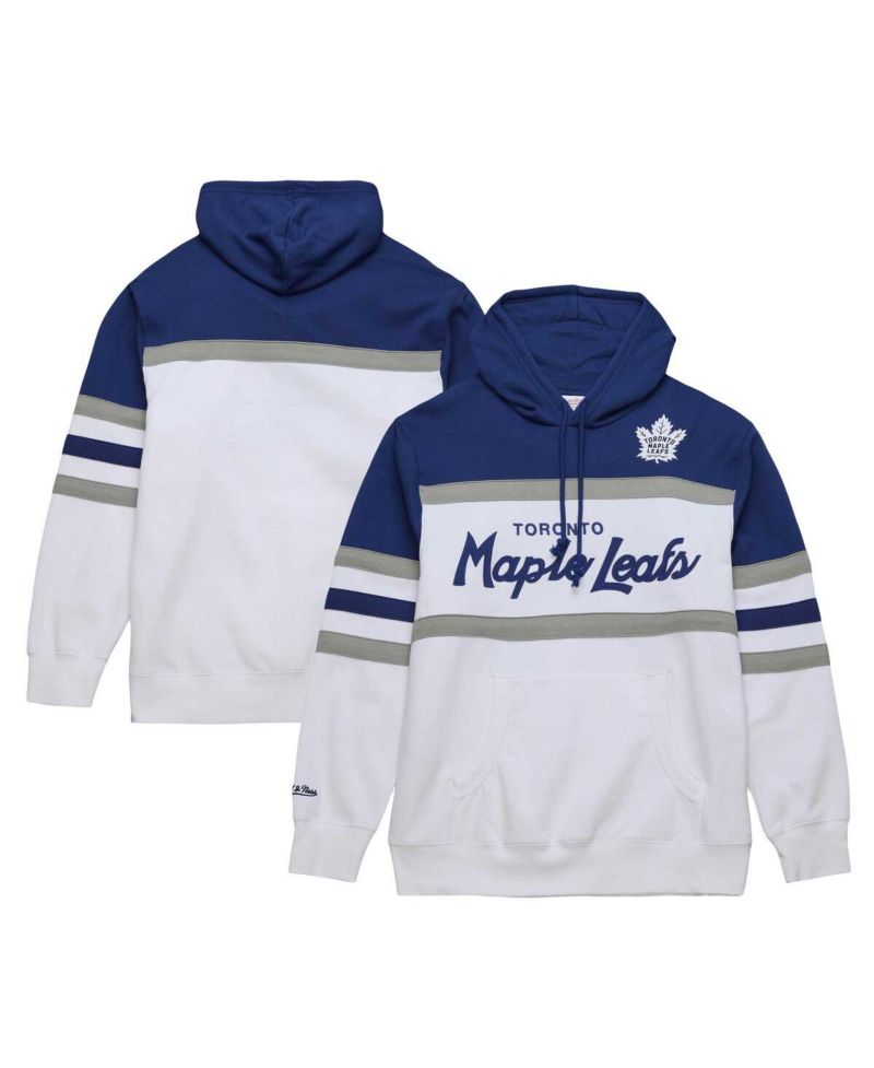 Men's White, Blue Toronto Maple Leafs Head Coach Pullover Hoodie