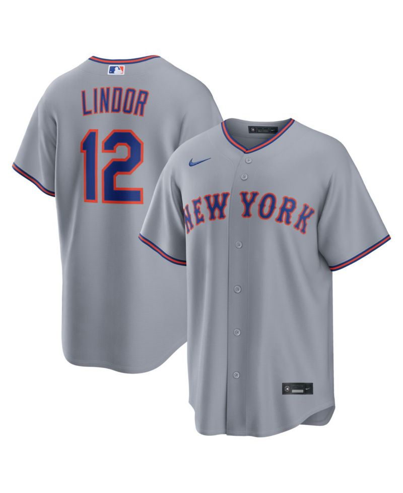 Men's Francisco Lindor Gray New York Mets Road Replica Jersey