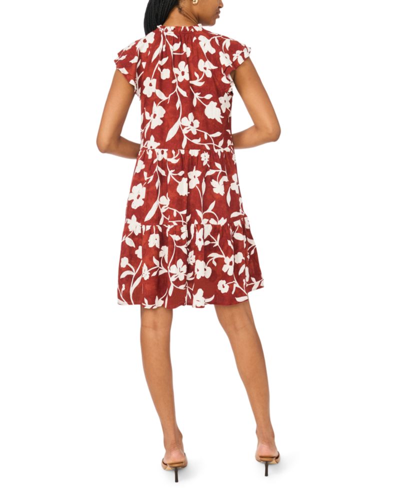 Women’s Floral Linen Blend Tiered Dress