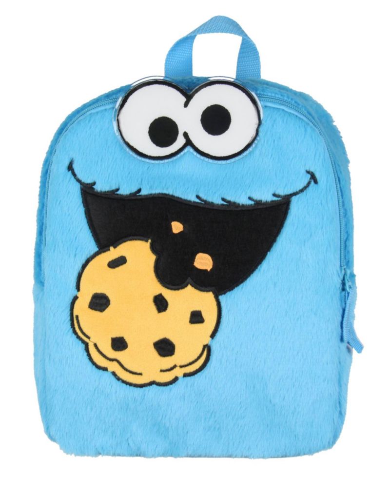 Plush Cookie Monster Smile Face 12 Inch Backpack For Daily Use