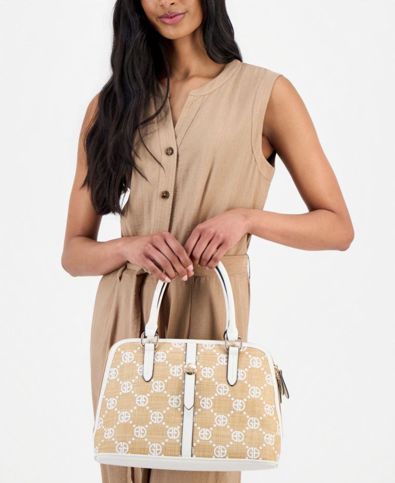 Belted Monogram Straw Dome Satchel