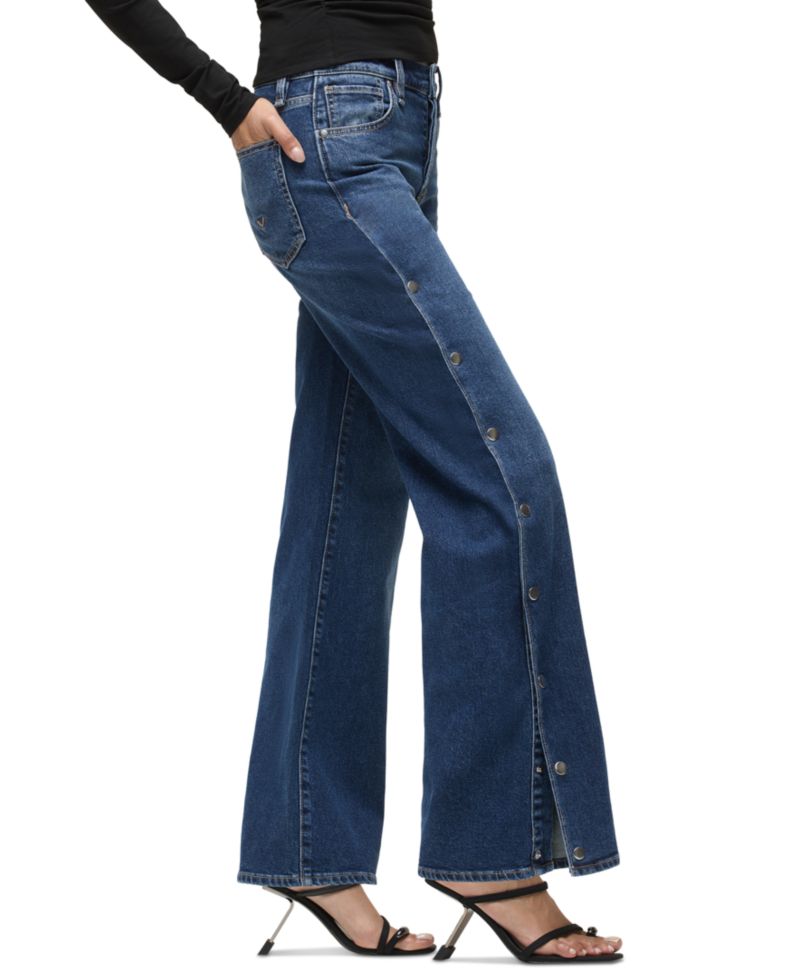 Women's Rosie High-Waisted Side-Snap Wide-Leg Jeans