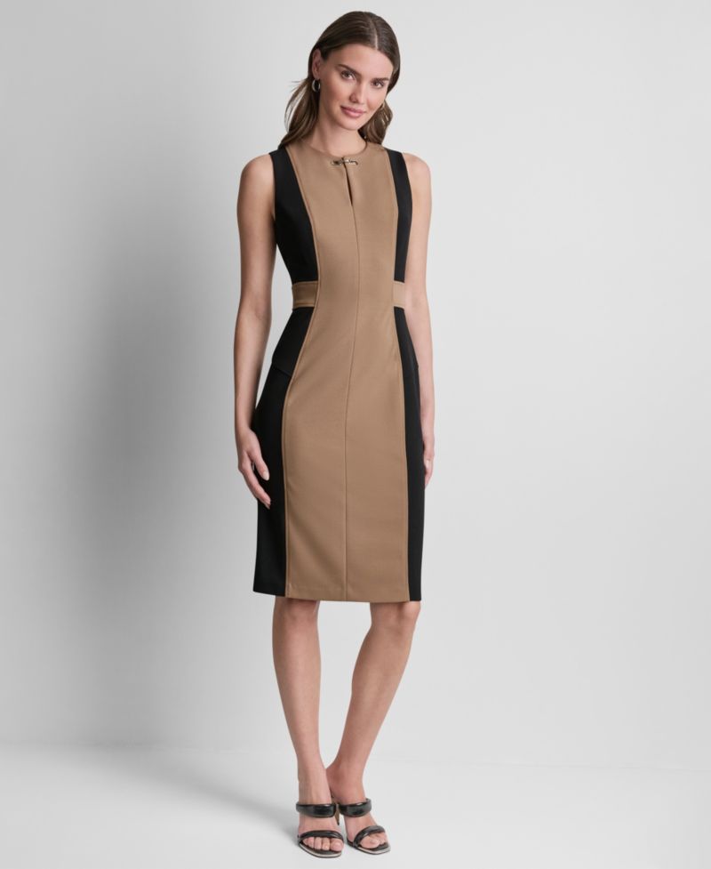 Women's Sleeveless Jewel Neck Sheath Dress