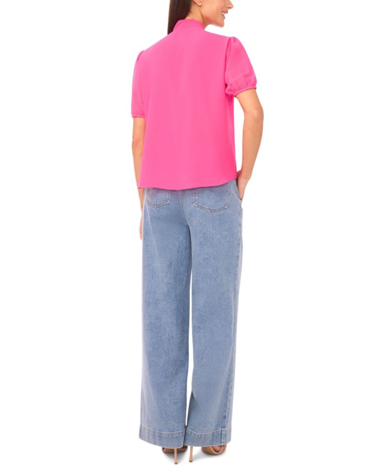 Women's Short-Sleeve Bow Tie Top