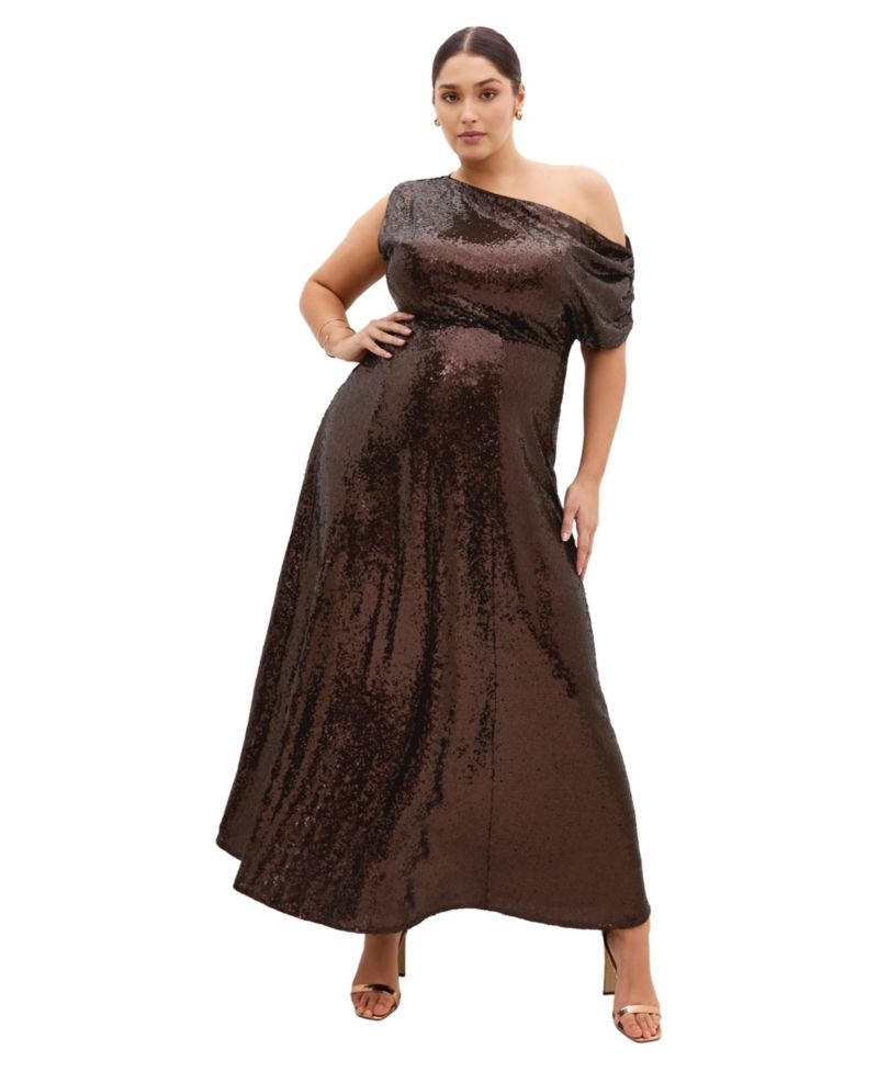 Women's Sequin Off Shoulder Maxi Dress