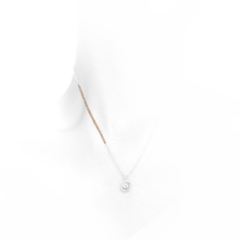 Minimalist Cubic Zirconia Solitaire Dainty Halo Necklace