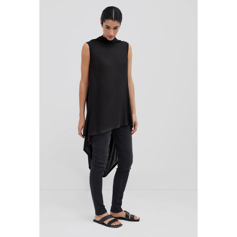 Women's Ines Sleeveless High-Neck Sheer Jersey Draped-Back Tunic