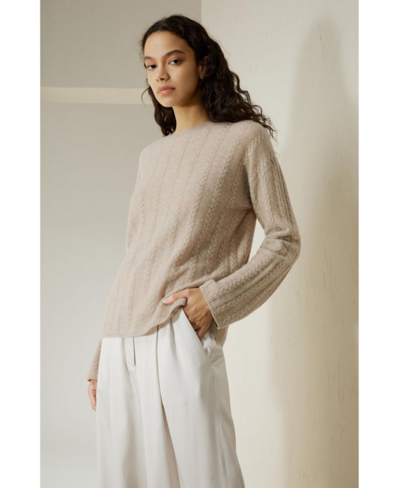 Women's Semi-Sheer Cable-knit Cashmere Sweater