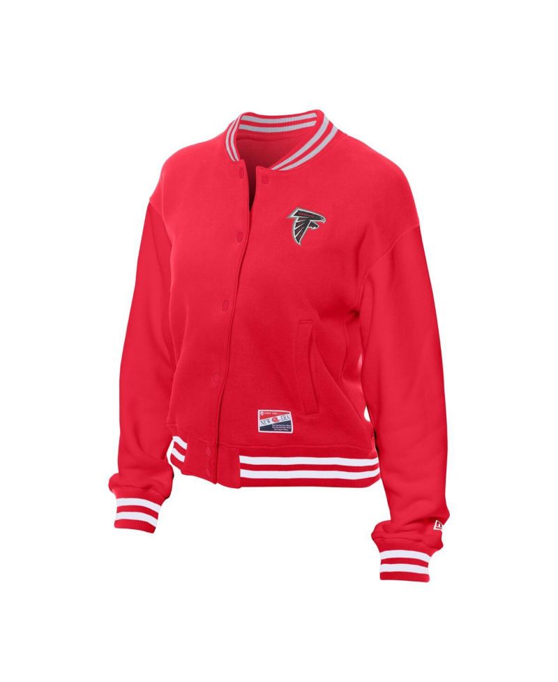 Women's Red Atlanta Falcons Throwback Fleece Full-Snap Jacket