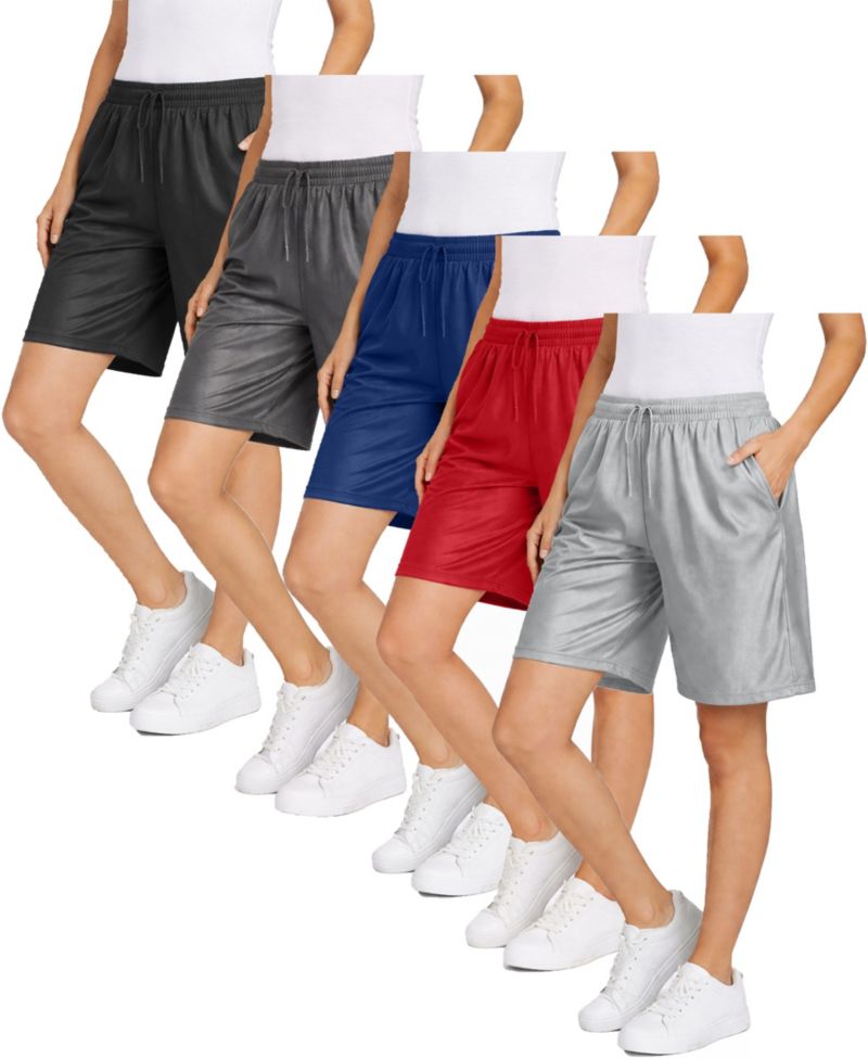 Women's Loose Fit Moisture-Wicking Performance Dazzle Shorts-5 Pack