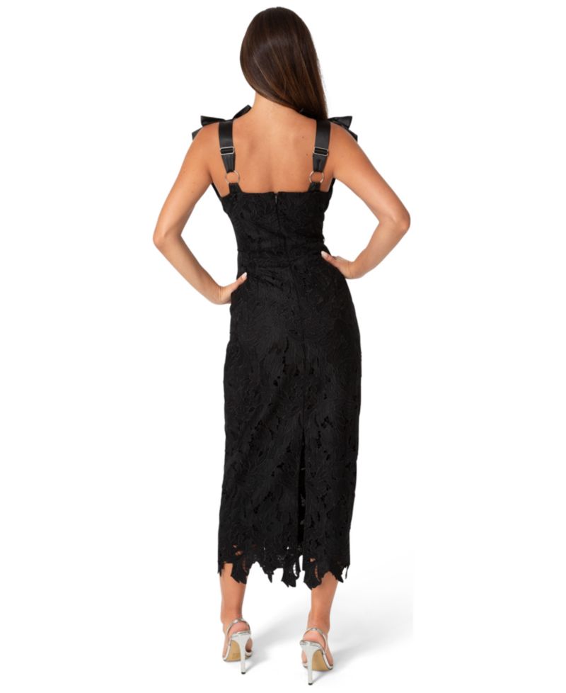Women's Bow Strap Lace Midaxi Dress