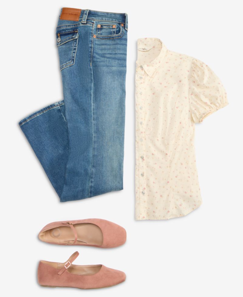 Women's Cotton Puff-Sleeve Button-Down Shirt