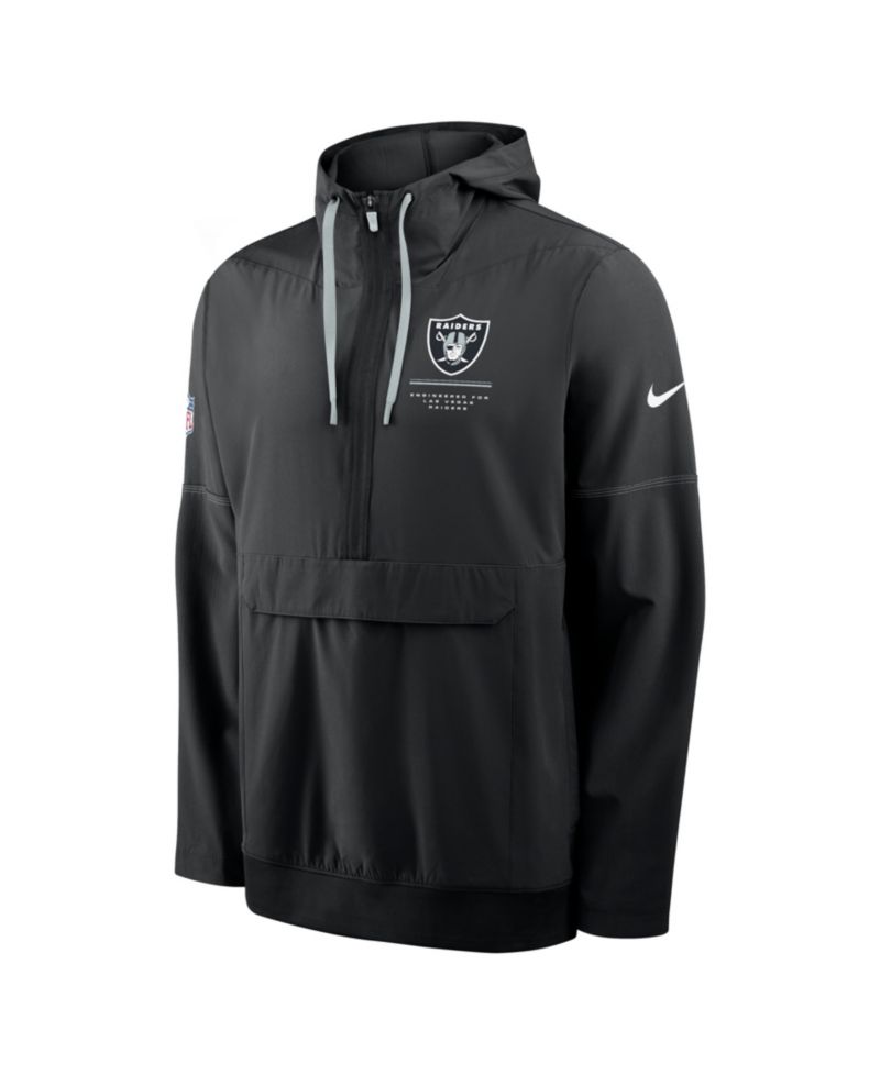 Men's Black Las Vegas Raiders Sideline Anorak Half-Zip Hoodie