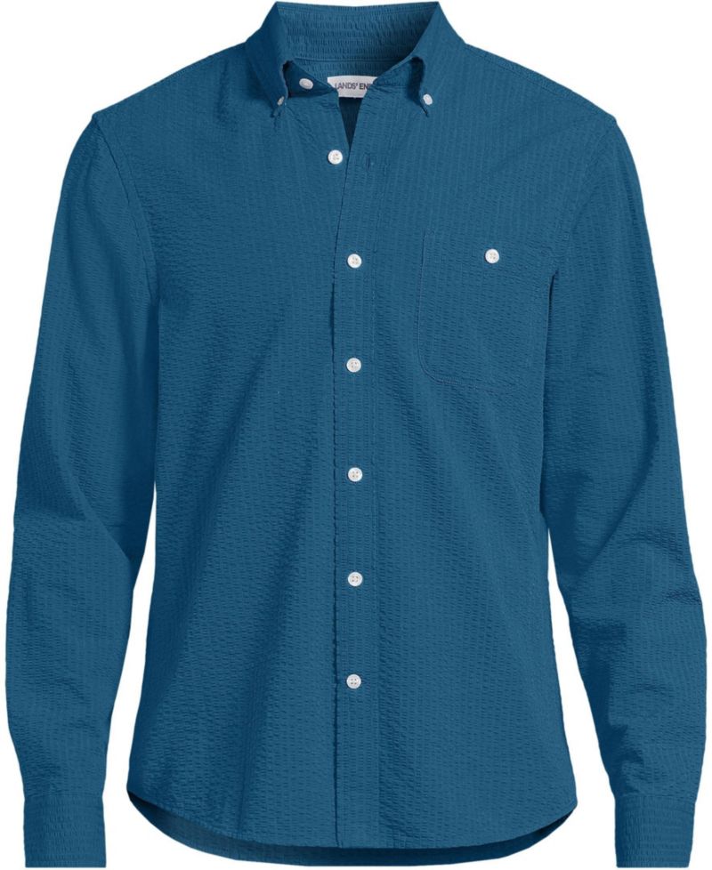 Men's Long Sleeve Seersucker Shirt