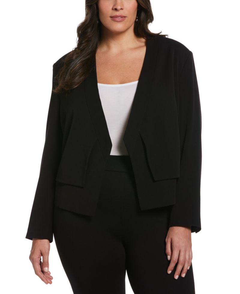 Plus Size Cropped Angled Open Blazer