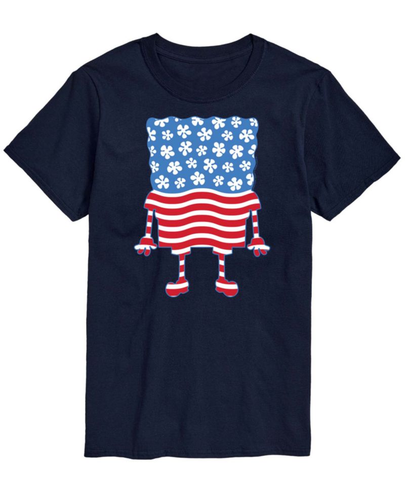 Men's SpongeBob SquarePants Silhouette Stars Stripes Short-Sleeve Graphic T-Shirt