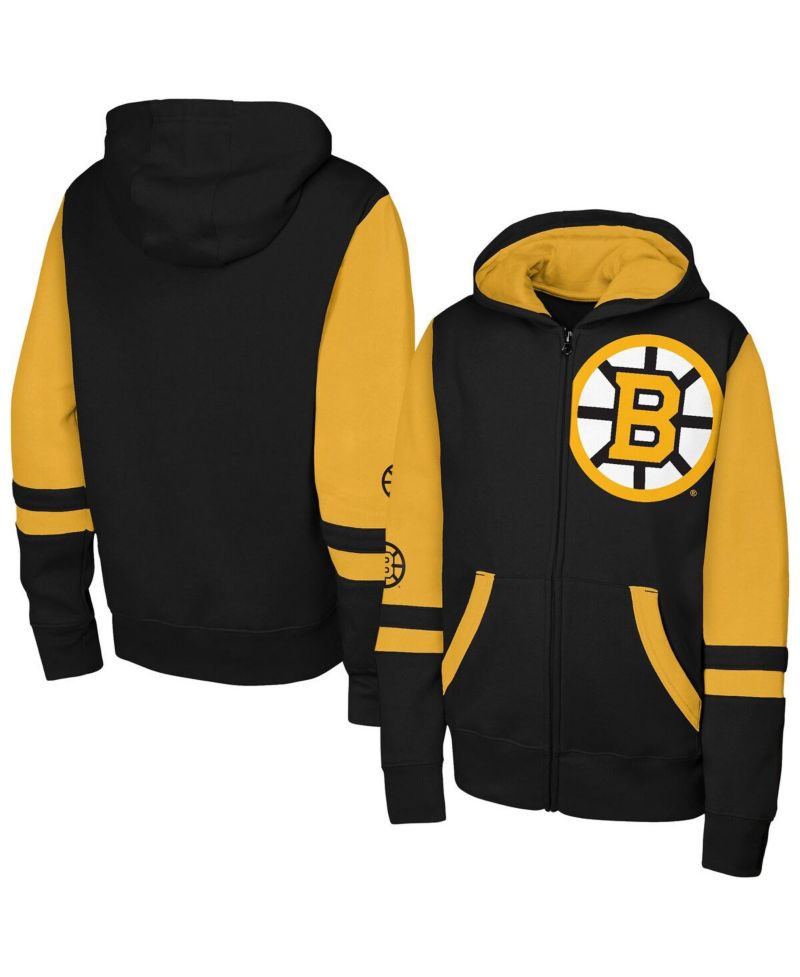 Big Boys and Girls Black Boston Bruins Face Off Full-Zip Hoodie