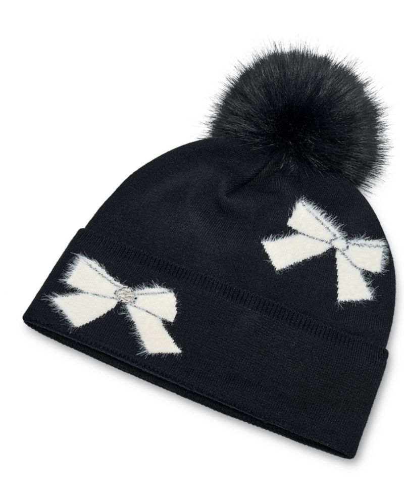 Fuzzy Bows Beanie Hat