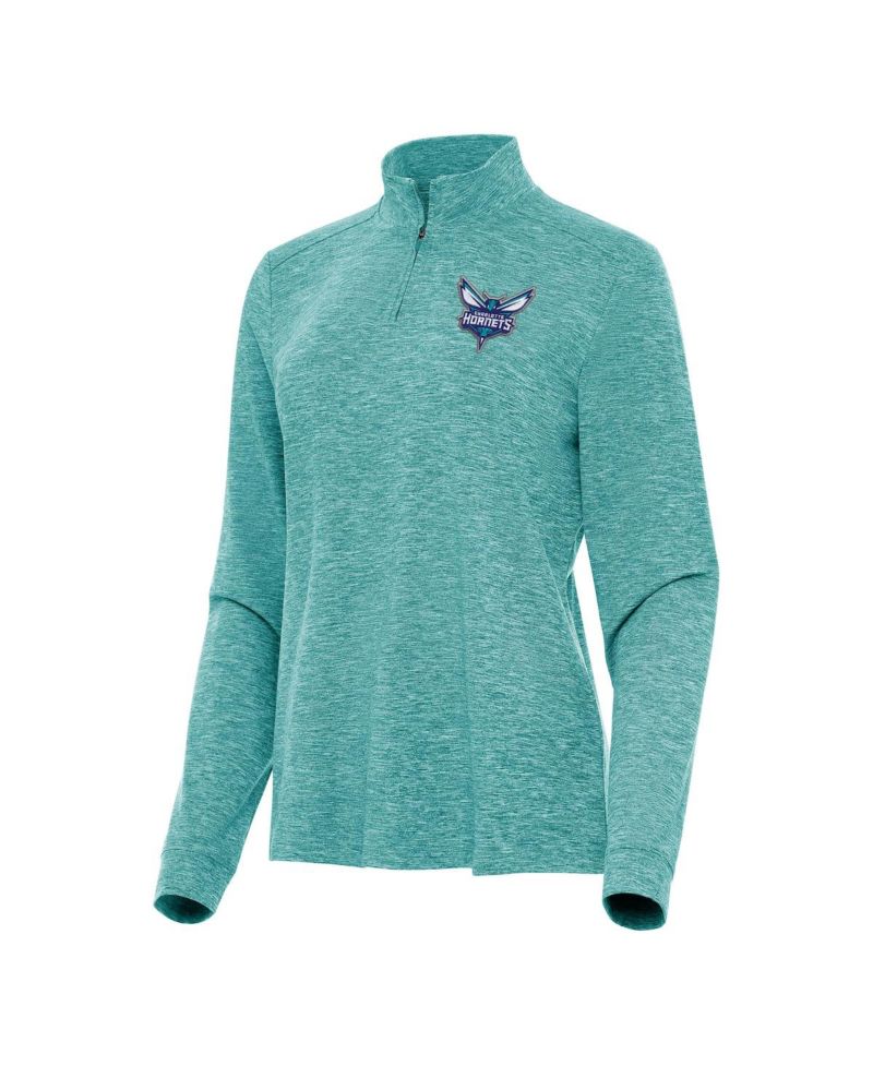 Women's Heather Aqua Charlotte Hornets Mentor Quarter-Zip Mock Long Sleeve Top