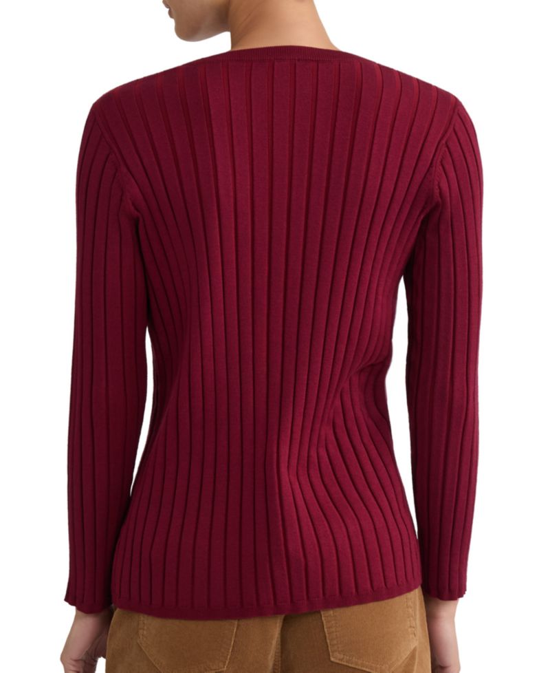 Women's Crewneck Long-Sleeve Ribbed Sweater
