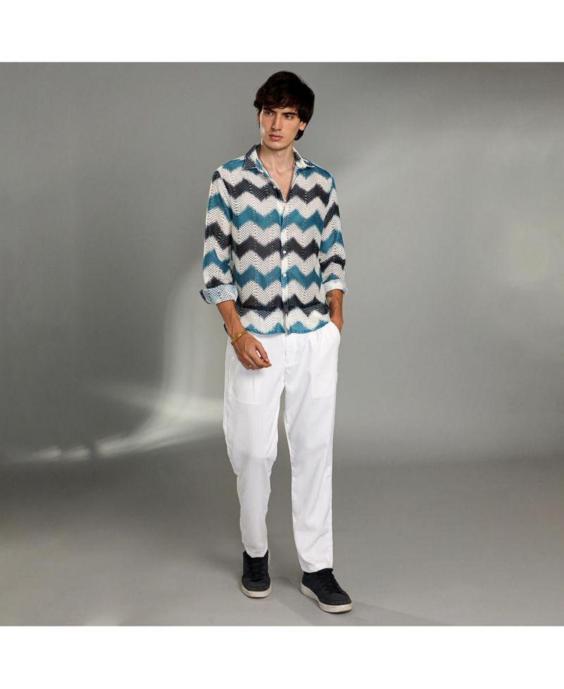 Men's Chevron-Block Knit Shirt