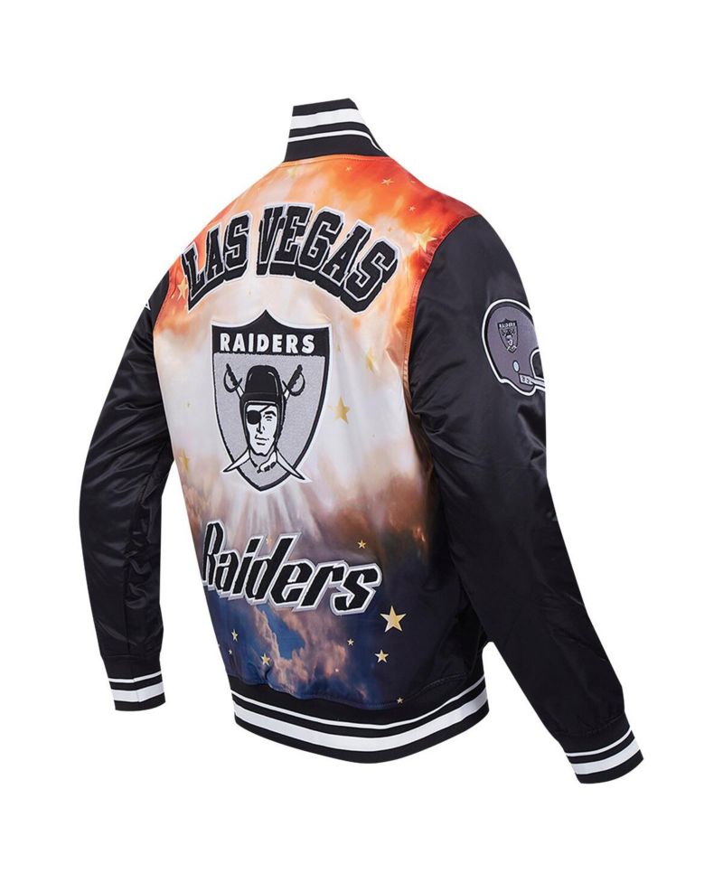 Men's Black Las Vegas Raiders Sublimated Satin Full-Snap Jacket
