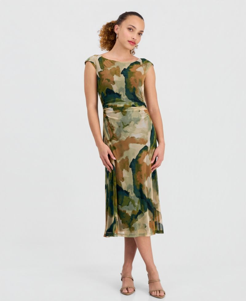 Petite Cap-Sleeve Midi Dress