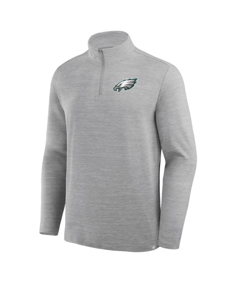 Men's Heather Gray Philadelphia Eagles Clutch Quarter-Zip Pullover Sweatshirt