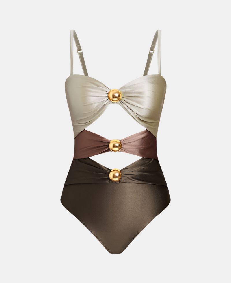 Women's Golden O-Ring Linked One Piece Swimsuit