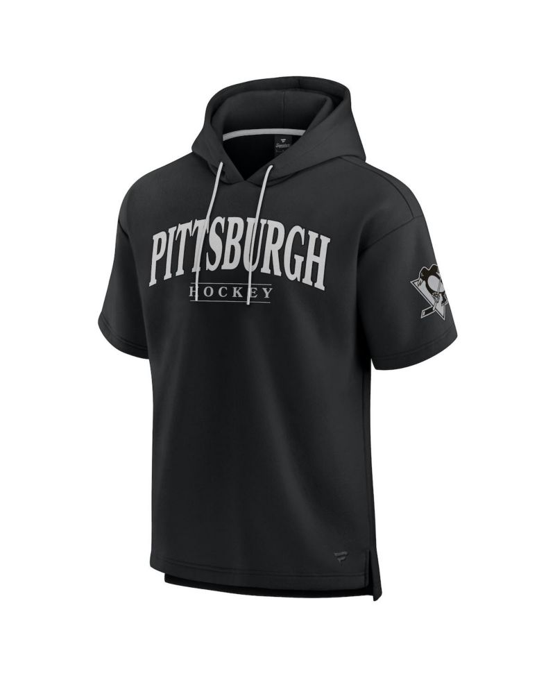 Men's Black Pittsburgh Penguins Elements Ready Short Sleeve Pullover Hoodie