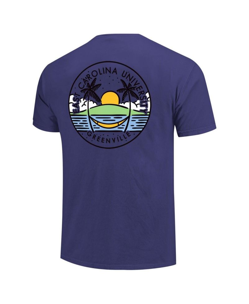 Men's and Women's Purple ECU Pirates Scenic Comfort Colors T-Shirt
