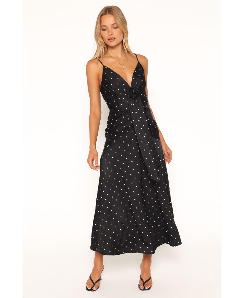 Women's Eluna V-Neck Polka-Dot A-Line Midi Dress