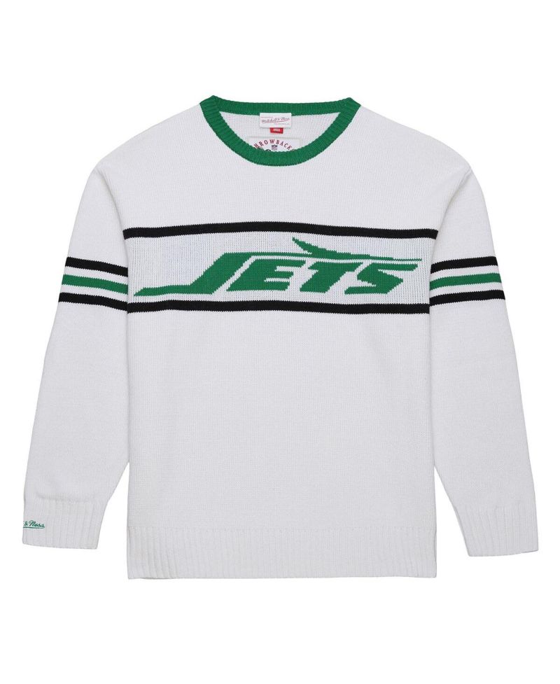 Men's White New York Jets Throwback 1984 Pullover Sweater