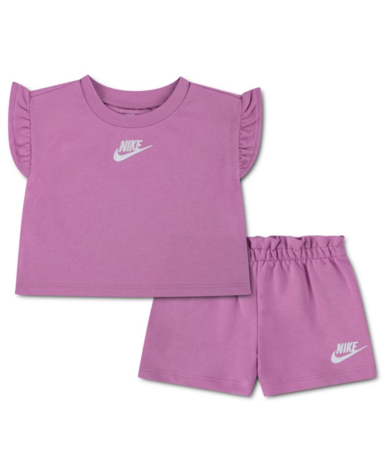 Baby Girls' French Terry T-Shirt and Shorts, 2-Piece Set