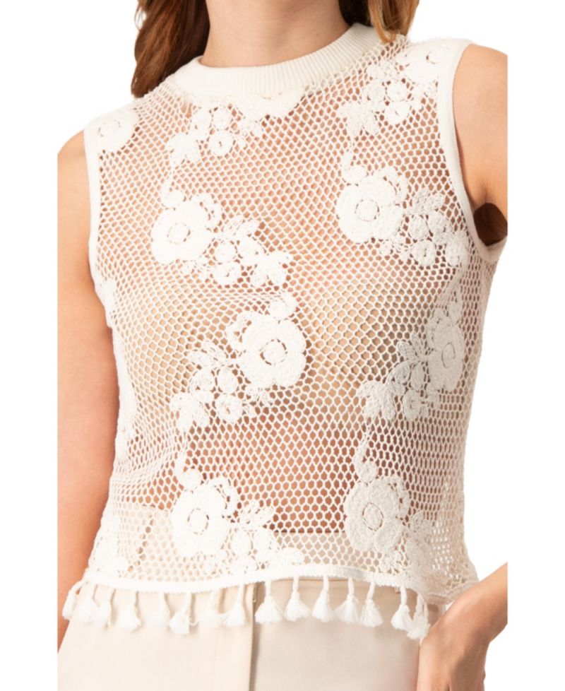 Women's Sleeveless Knitted Fringe Top