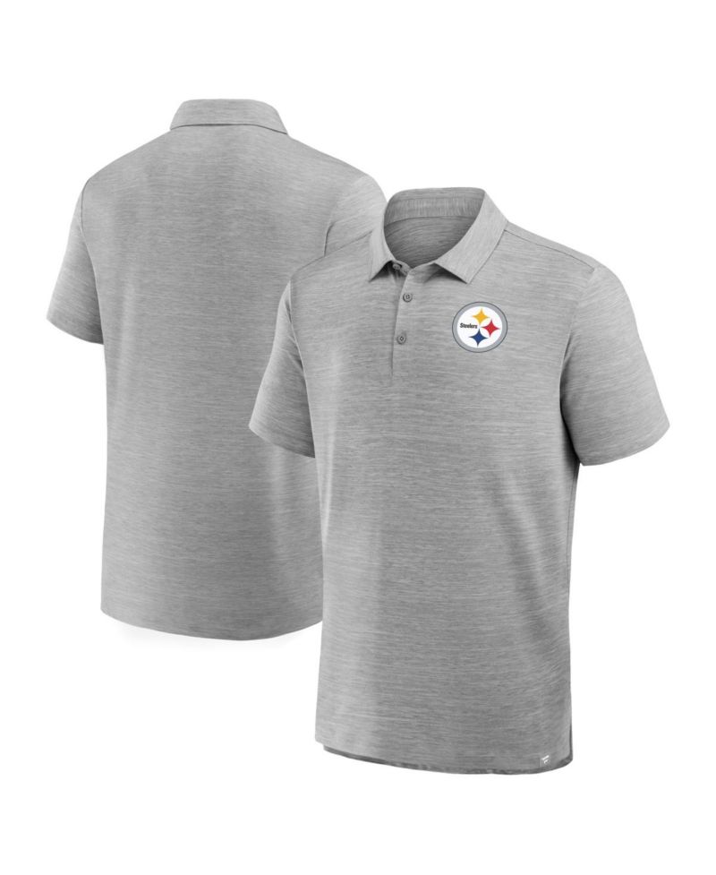Men's Heather Gray Pittsburgh Steelers Clutch Polo Shirt
