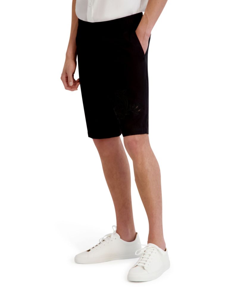Men's Laser Cut Embroidered Flower Shorts
