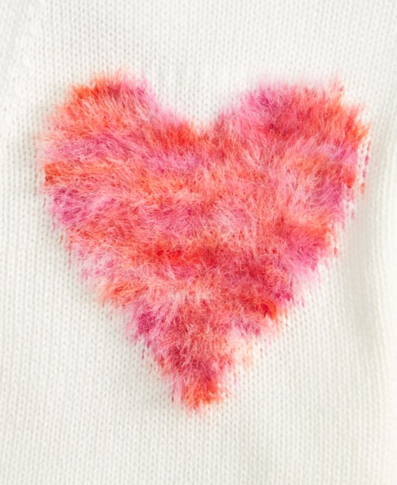 Girls' 5-20 Textured Heart Long-Sleeve Cardigan