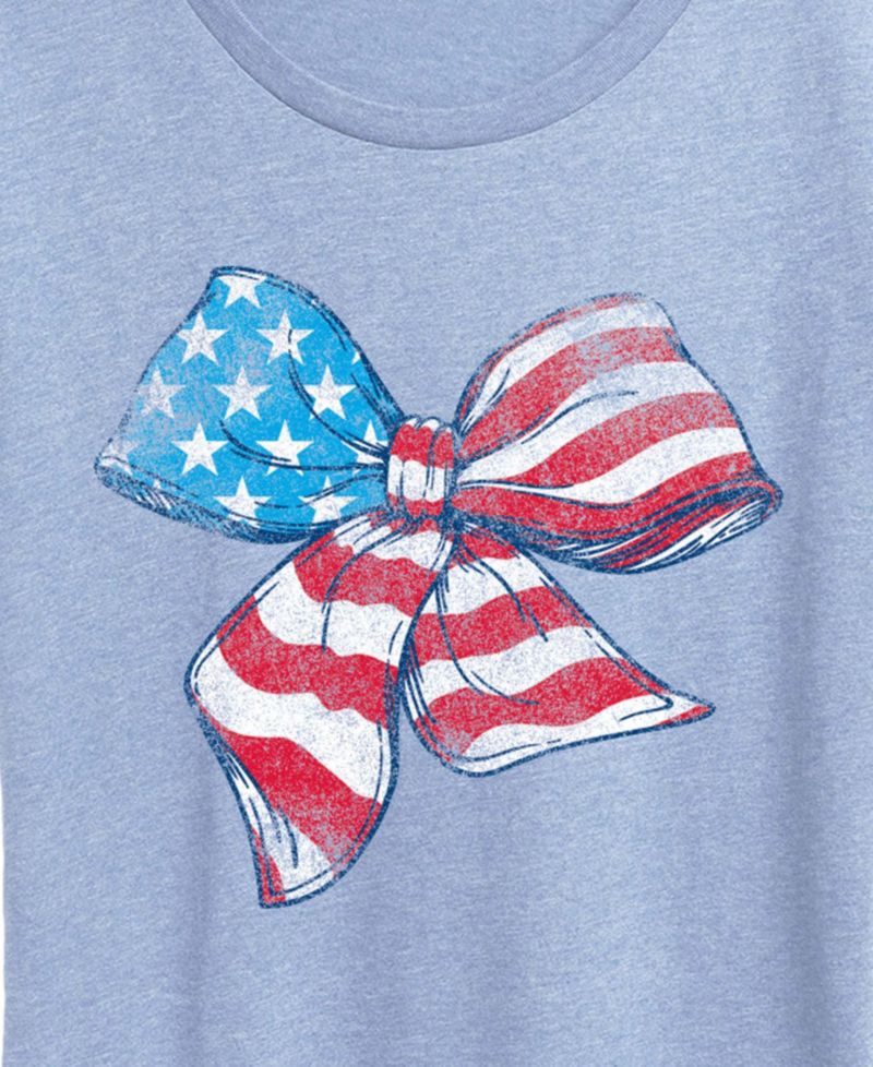 Women's Instant Message American Flag Bow Graphic Crewneck T-Shirt