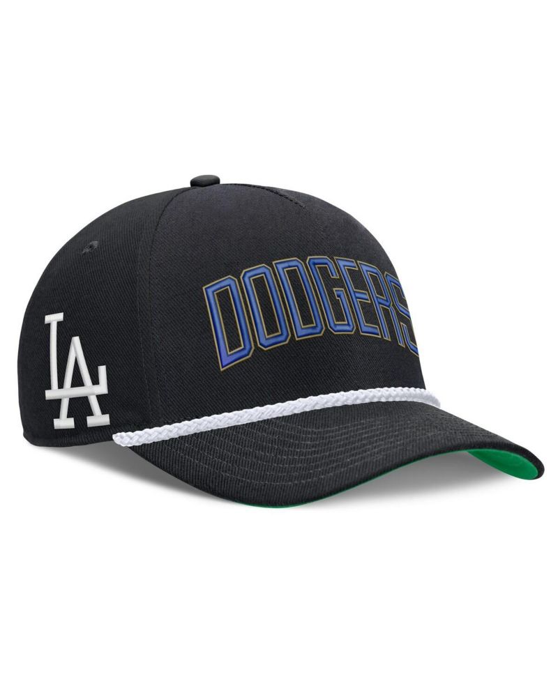 Men's Black Los Angeles Dodgers Cooperstown Collection Rise Adjustable Hat